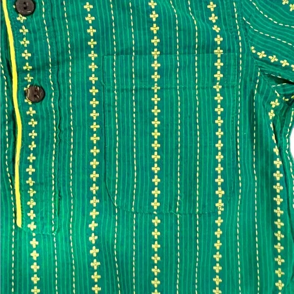 Fabindia • Kids Green Printed Kurta - Picture 3 of 8